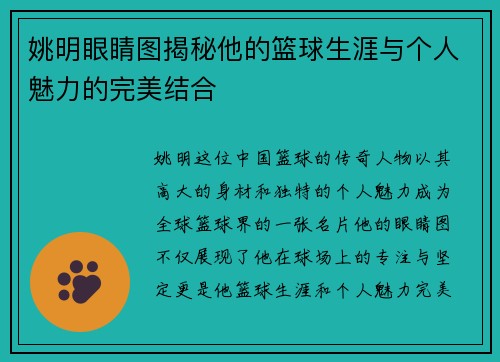 姚明眼睛图揭秘他的篮球生涯与个人魅力的完美结合